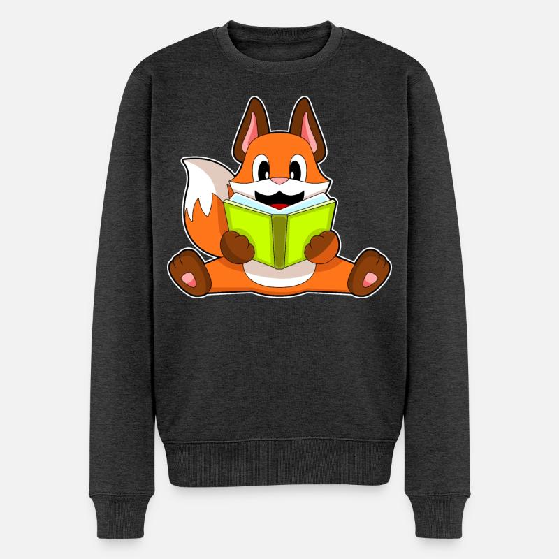 Livre de lecture Fox - Pull Premium bio Homme - anthracite chiné
