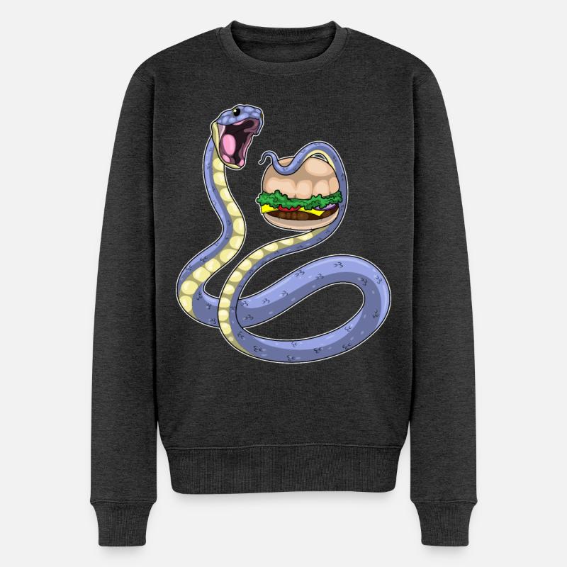 Schlange Burger - Männer Premium Bio Pullover - Anthrazit meliert