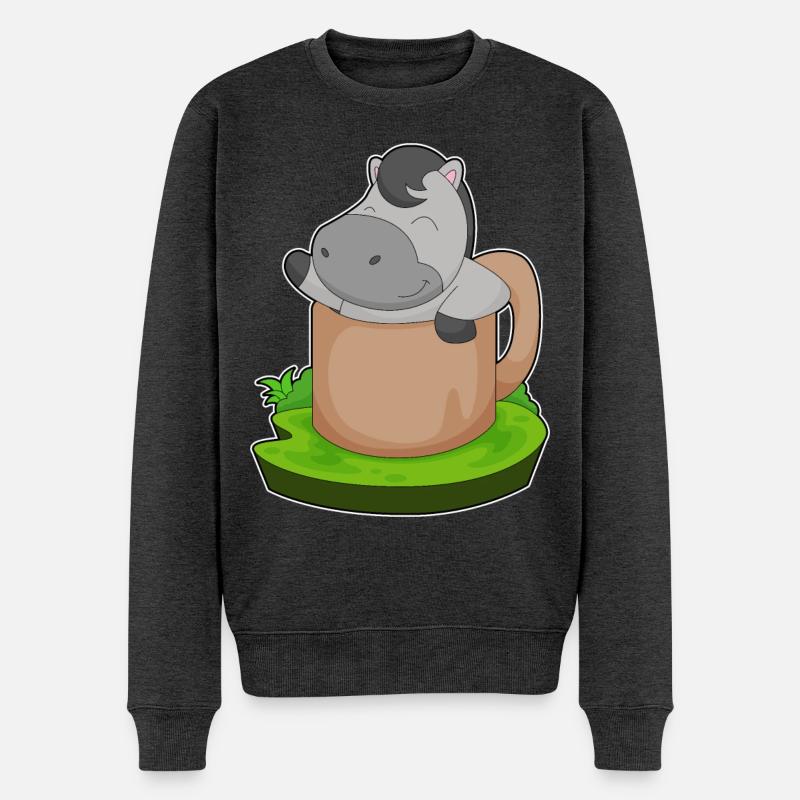 Pferd Becher - Männer Premium Bio Pullover - Anthrazit meliert