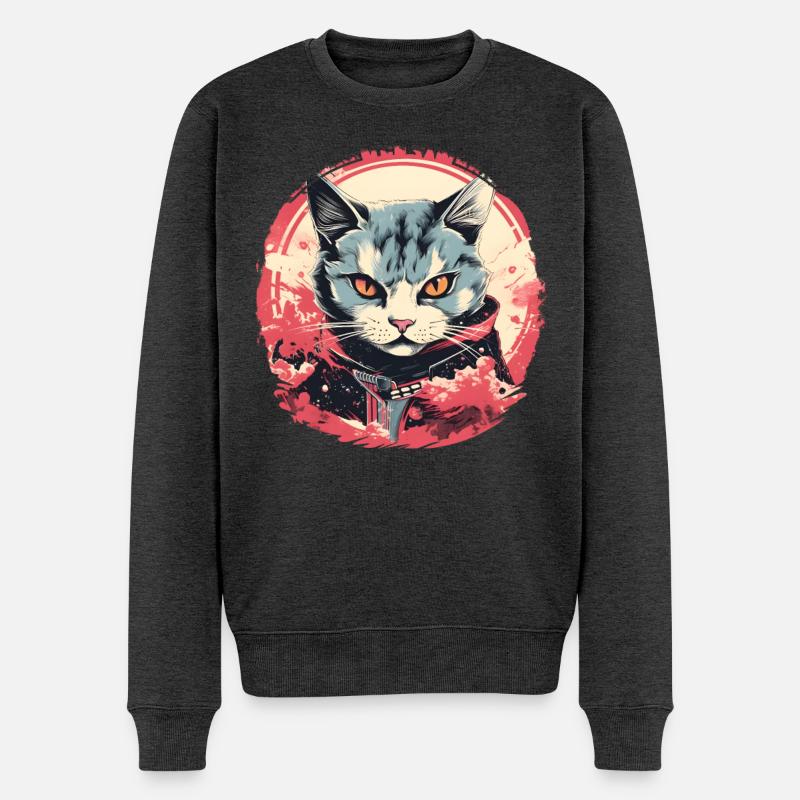 Style d’anime de chat - Pull Premium bio Homme - anthracite chiné