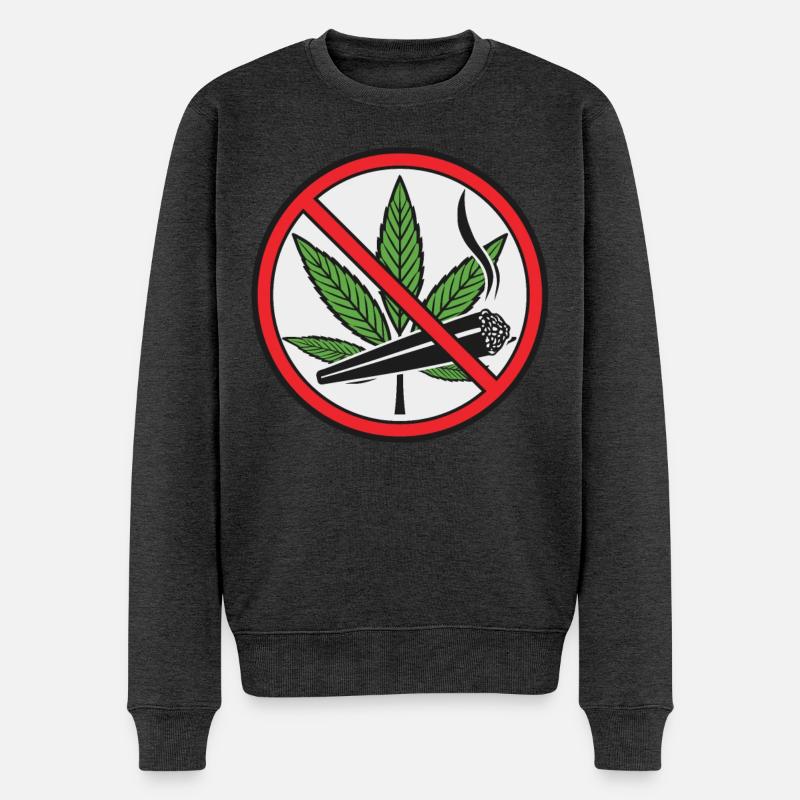 Panneau de prohibition cannabis marijuana - Pull Premium bio Homme - anthracite chiné