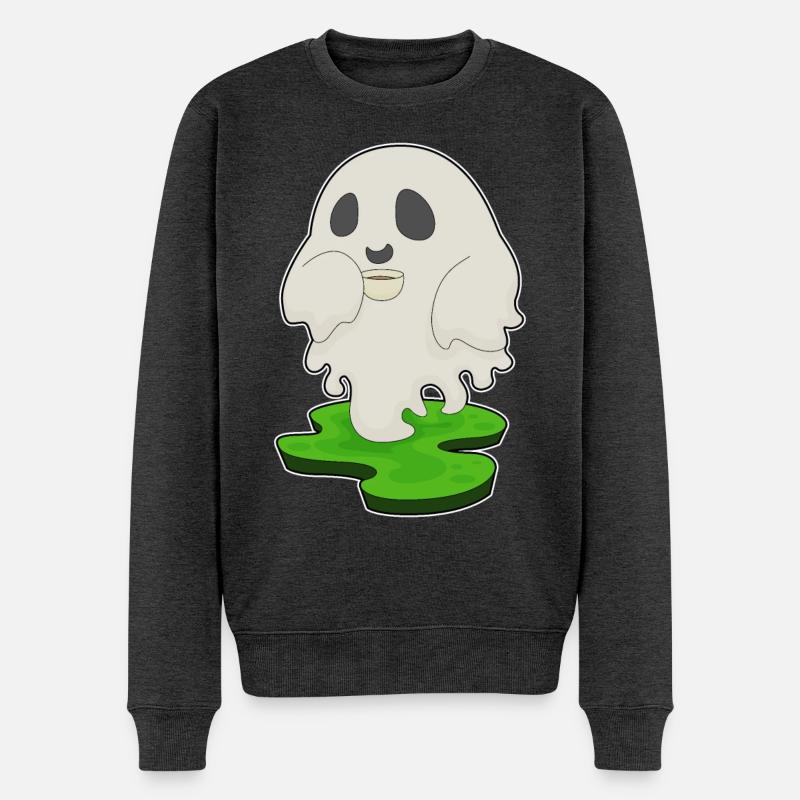 Geist Halloween Kaffee - Männer Premium Bio Pullover - Anthrazit meliert