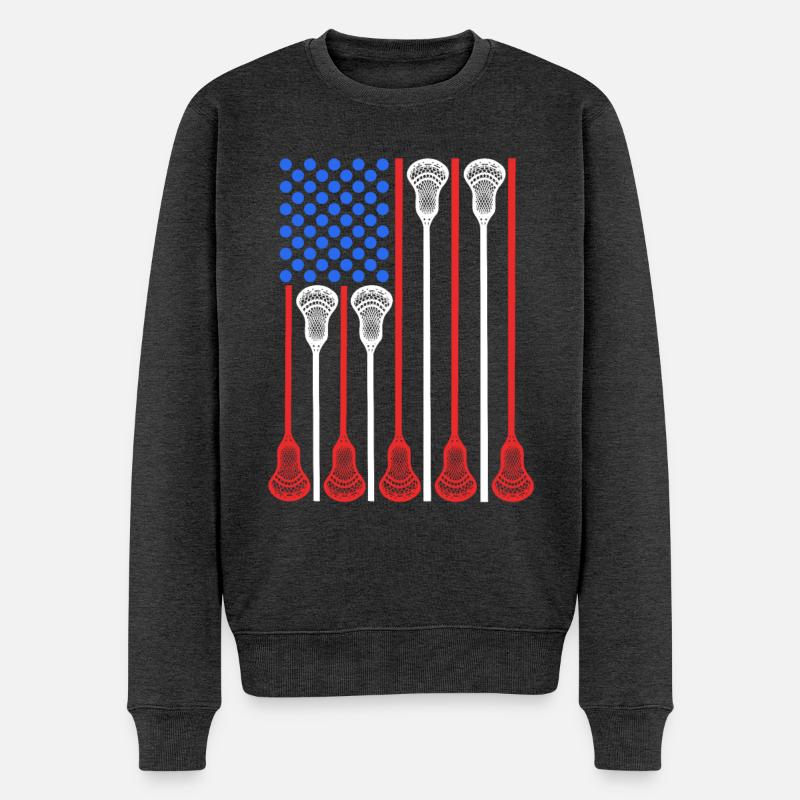 USA 4. Juli Lacrosse - Männer Premium Bio Pullover - Anthrazit meliert