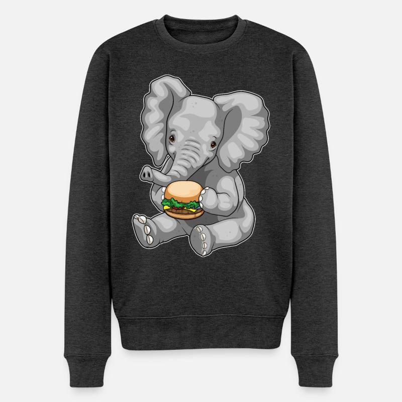 Elefant Burger - Männer Premium Bio Pullover - Anthrazit meliert