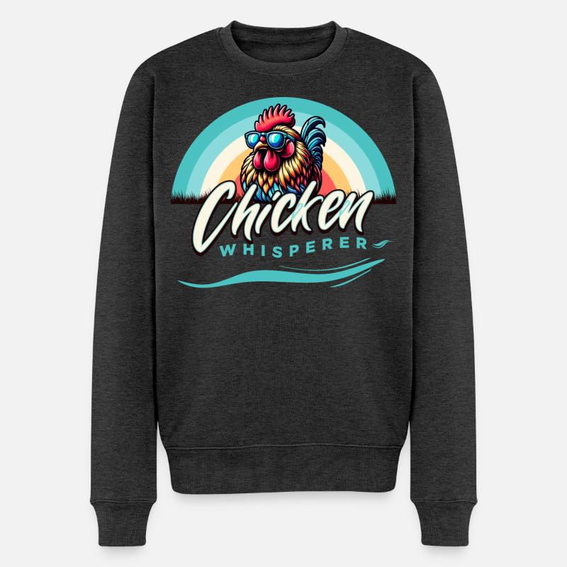 Hühnerflüsterer Hühnerfan stilisiertem Hahn - Männer Premium Bio Pullover - Anthrazit meliert
