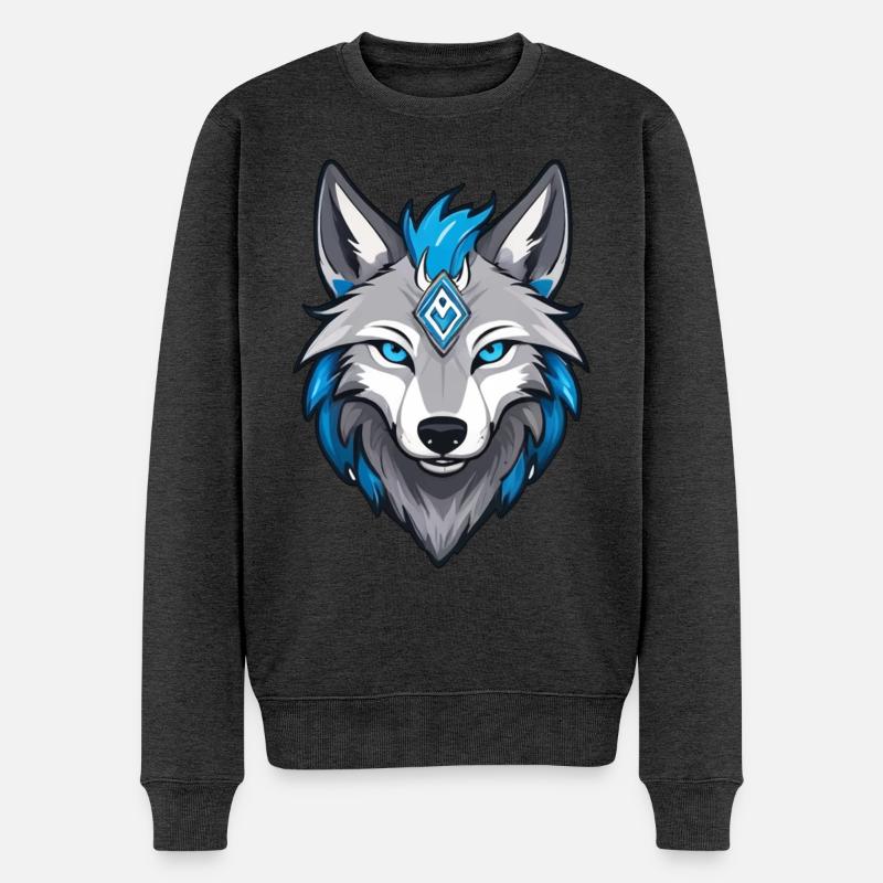 Runic Viking Wolf - Männer Premium Bio Pullover - Anthrazit meliert