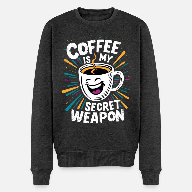 Lustige Kaffeetasse Spruch - Männer Premium Bio Pullover - Anthrazit meliert