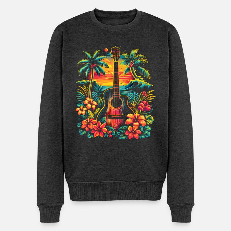 Gitarre Illustration - Männer Premium Bio Pullover - Anthrazit meliert