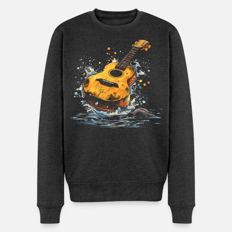Ukulele Illustration - Männer Premium Bio Pullover - Anthrazit meliert