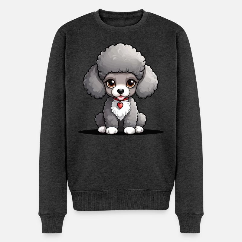 Caniche duveteux avec des cœurs - Pull Premium bio Homme - anthracite chiné