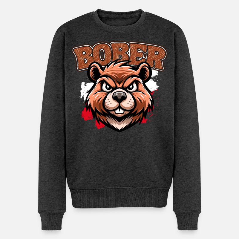 Bober | Polnisches Trenddesign - Männer Premium Bio Pullover - Anthrazit meliert