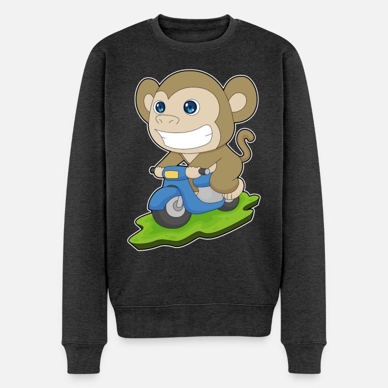 Affe Motorroller - Männer Premium Bio Pullover - Anthrazit meliert