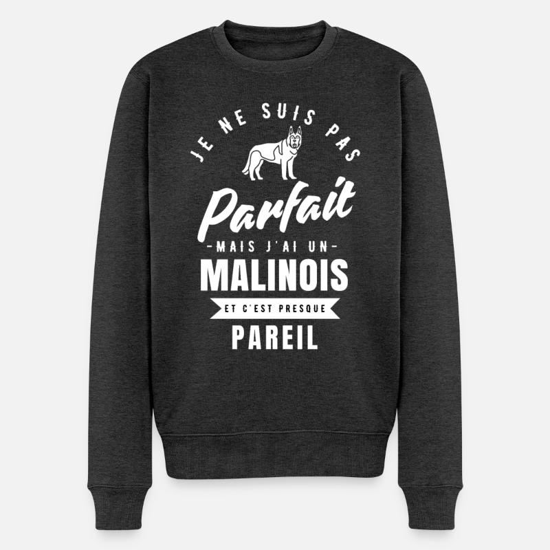 Berger belge malinois idée cadeau - Pull Premium bio Homme - anthracite chiné