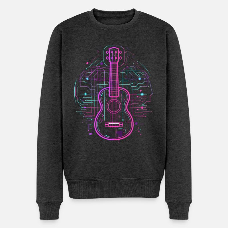 Ukulele Skizze Retro - Männer Premium Bio Pullover - Anthrazit meliert