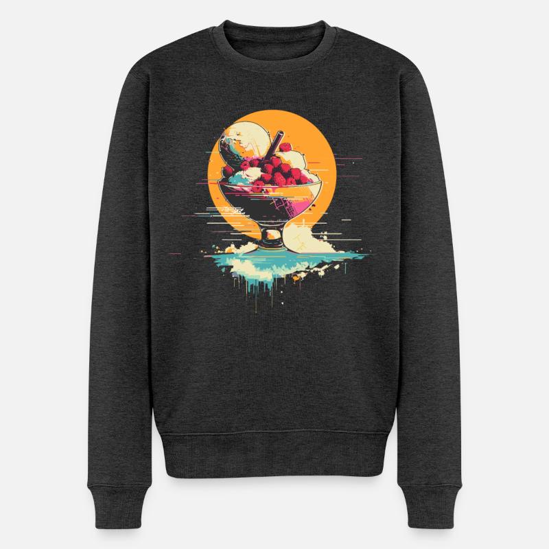 Eiscreme im Becher - Männer Premium Bio Pullover - Anthrazit meliert