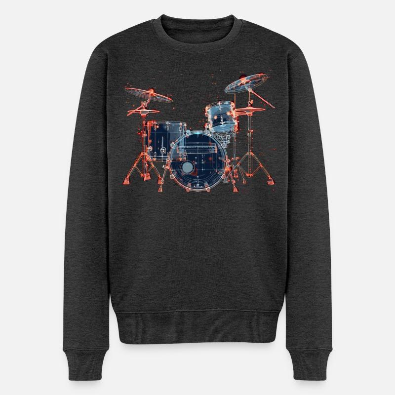 Schlagzeug Portrait - Männer Premium Bio Pullover - Anthrazit meliert