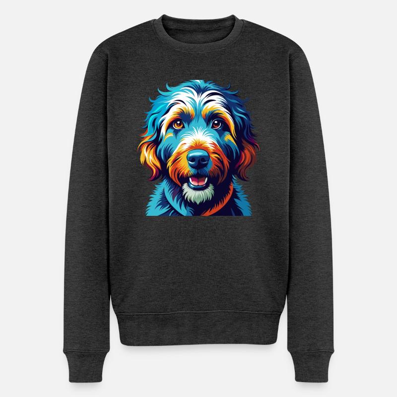Labradoodle Hunderasse Bunte Karikatur Kawaii - Männer Premium Bio Pullover - Anthrazit meliert