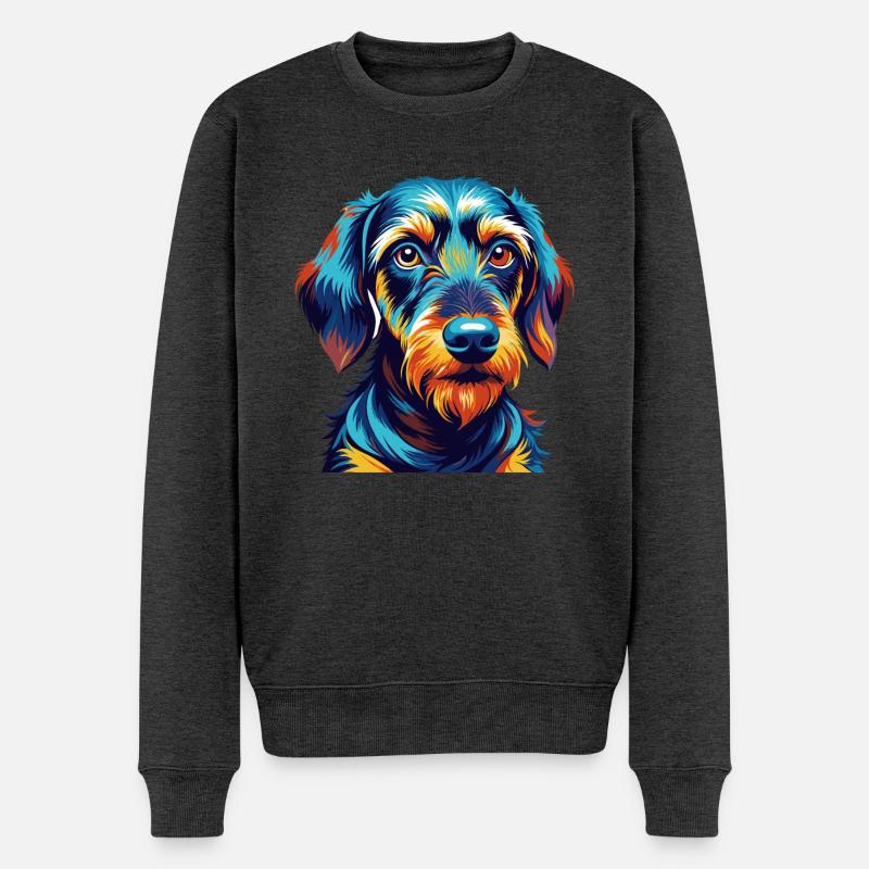 Drahthaariger Dackel Hunderasse Karikatur Kawaii - Männer Premium Bio Pullover - Anthrazit meliert