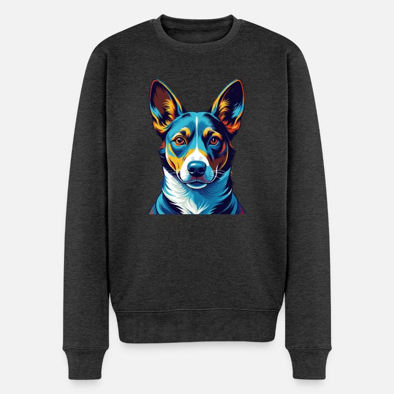 Basenji Hunderasse Bunte Karikatur Kawaii - Männer Premium Bio Pullover - Anthrazit meliert
