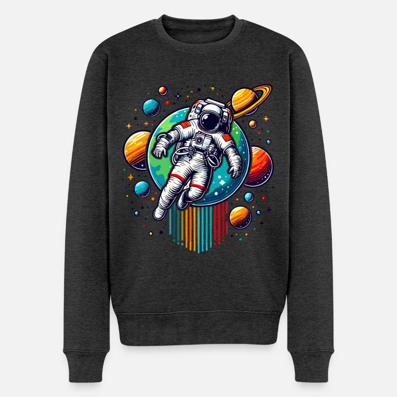 Astronautes rétro Space Planet Design - Pull Premium bio Homme - anthracite chiné