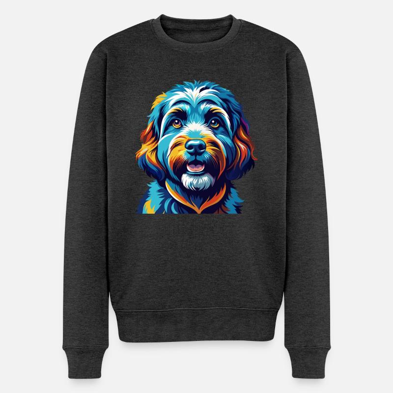 Cockapoo Hunderasse Bunt Karikatur Kawaii - Männer Premium Bio Pullover - Anthrazit meliert