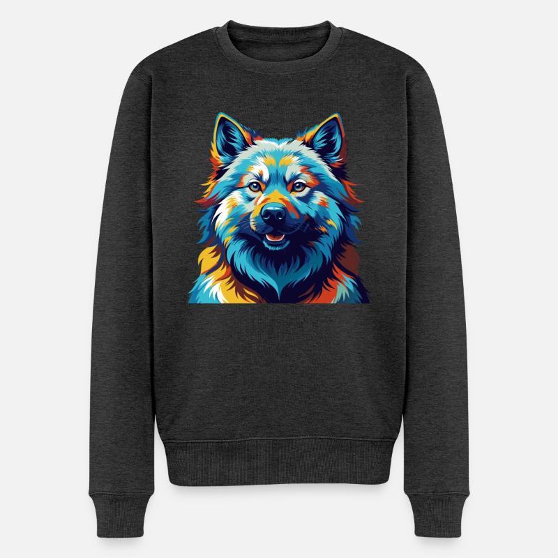 Eurasier Hunderasse Bunte Karikatur Kawaii - Männer Premium Bio Pullover - Anthrazit meliert