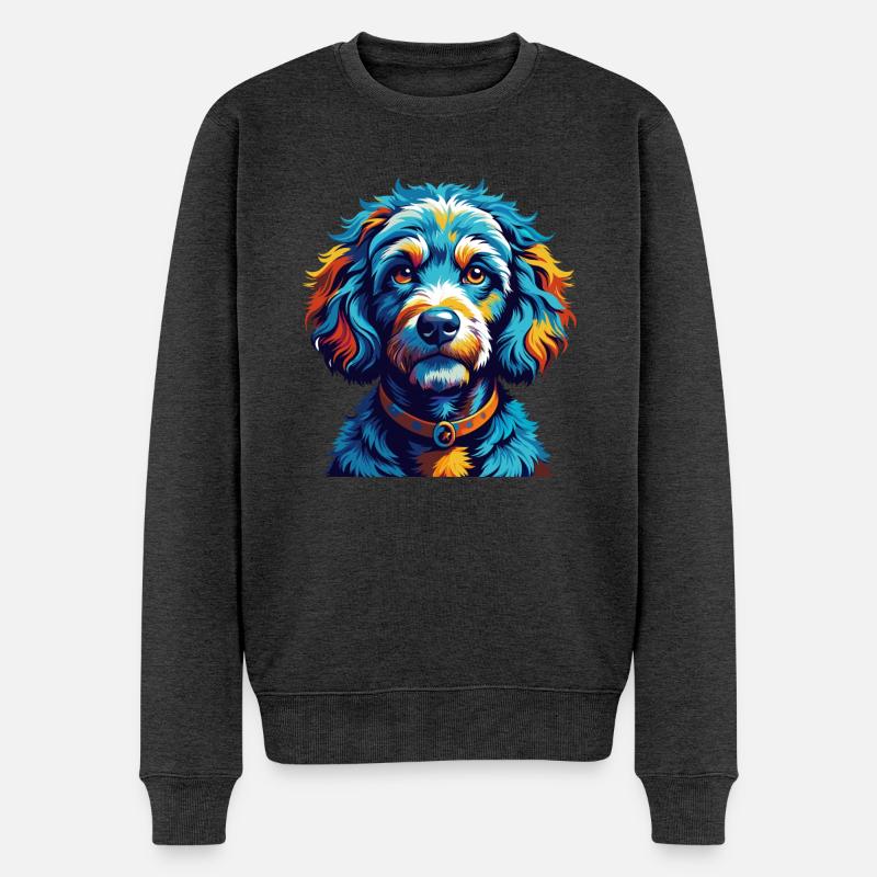 Pudel Hunderasse Bunt Karikatur Kawaii - Männer Premium Bio Pullover - Anthrazit meliert