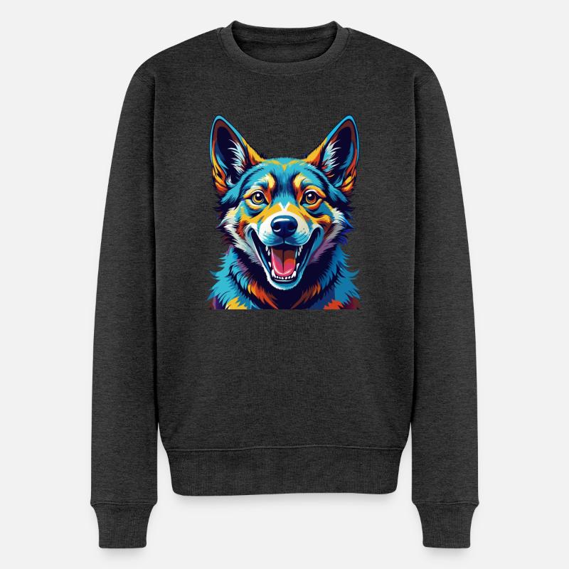 Neuguinea Singende Hunderasse Karikatur Kawaii - Männer Premium Bio Pullover - Anthrazit meliert