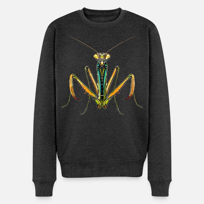 Gottesanbeterin Praying Mantis Liebe Fangschrecken - Männer Premium Bio Pullover - Anthrazit meliert