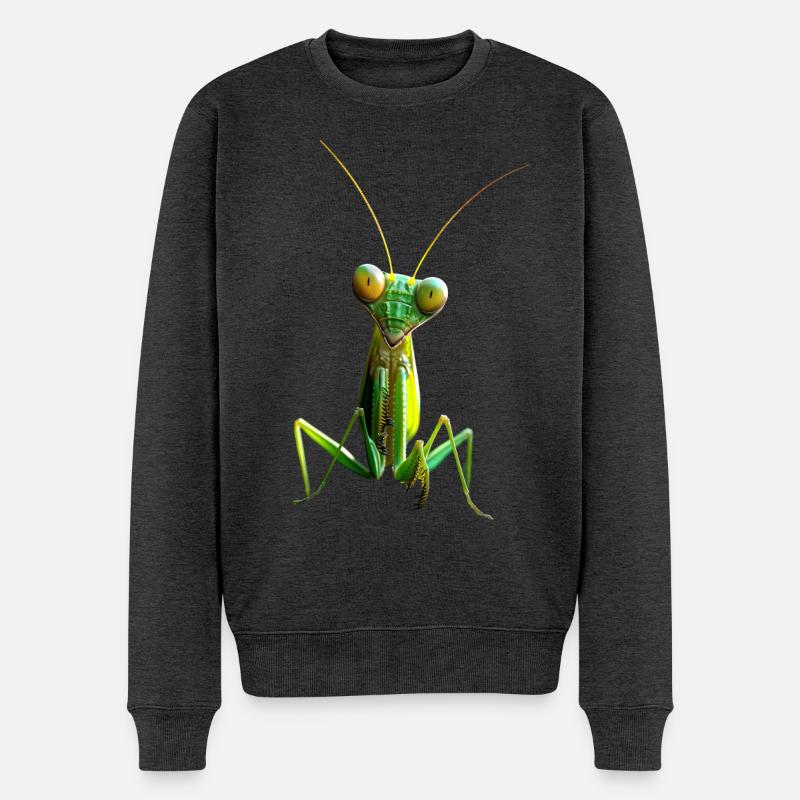 Gottesanbeterin Praying Mantis Liebe Fangschrecken - Männer Premium Bio Pullover - Anthrazit meliert