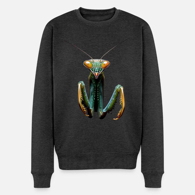 Gottesanbeterin Praying Mantis Liebe Fangschrecken - Männer Premium Bio Pullover - Anthrazit meliert