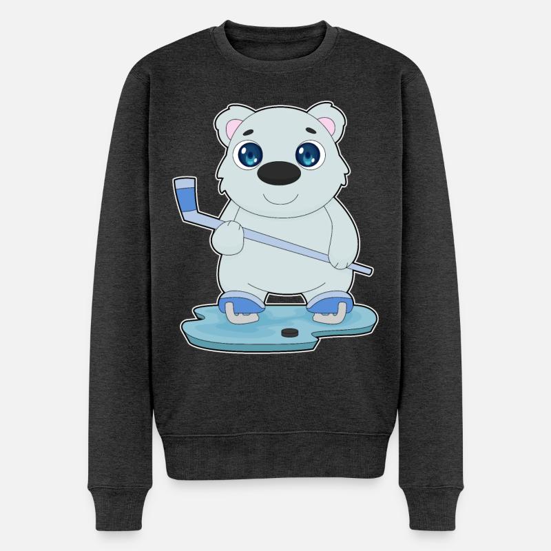 Eisbär Eishockey Eishockeyschläger - Männer Premium Bio Pullover - Anthrazit meliert