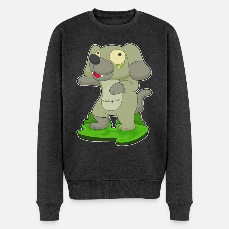 Hund Halloween Zombie - Männer Premium Bio Pullover - Anthrazit meliert