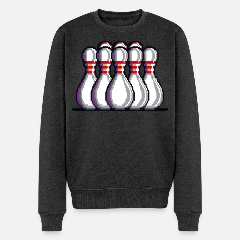 Pixel Bowling Pins - Männer Premium Bio Pullover - Anthrazit meliert