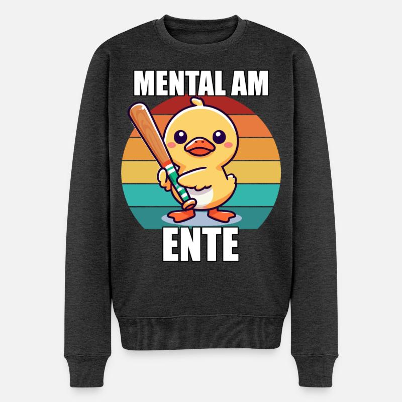 Mental Am Ende Süße Ente mit Schläger Retro - Männer Premium Bio Pullover - Anthrazit meliert