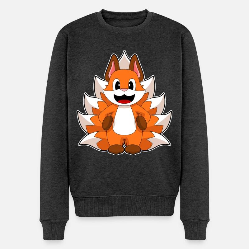 Lustiger Fuchs - Männer Premium Bio Pullover - Anthrazit meliert