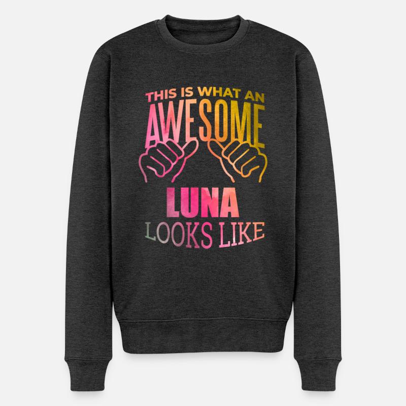 Luna - Männer Premium Bio Pullover - Anthrazit meliert