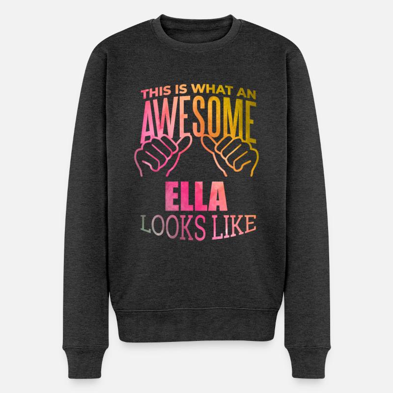 Ella - Männer Premium Bio Pullover - Anthrazit meliert