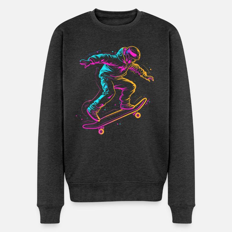 dessin de skateboarder de dessin animé - Pull Premium bio Homme - anthracite chiné