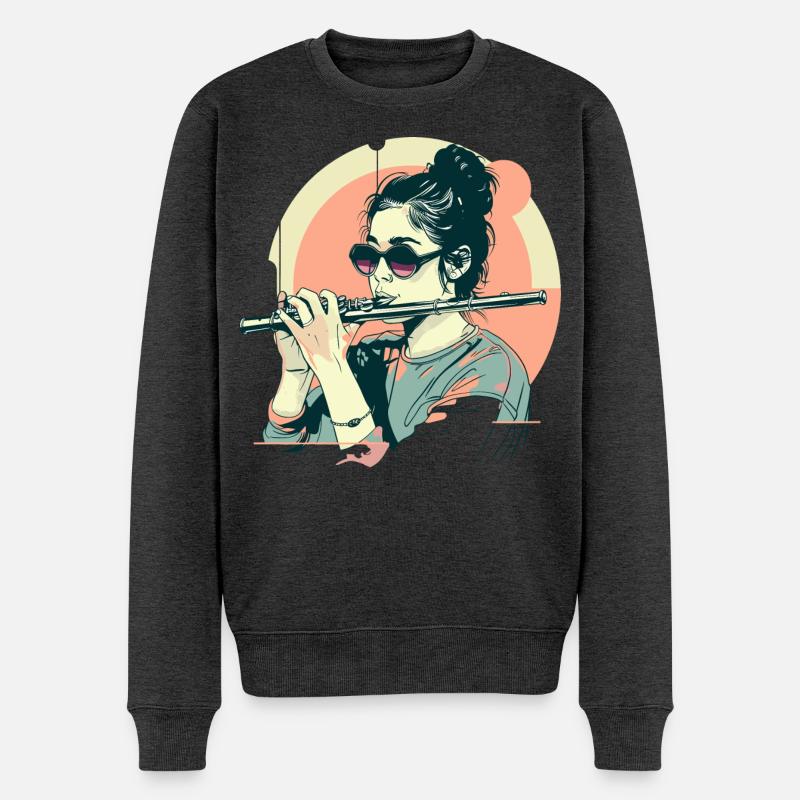 Grafik Flötistinnen - Männer Premium Bio Pullover - Anthrazit meliert