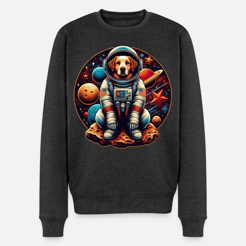 Space Pup Adventure: Astronaut Dog in der Galaxis - Männer Premium Bio Pullover - Anthrazit meliert