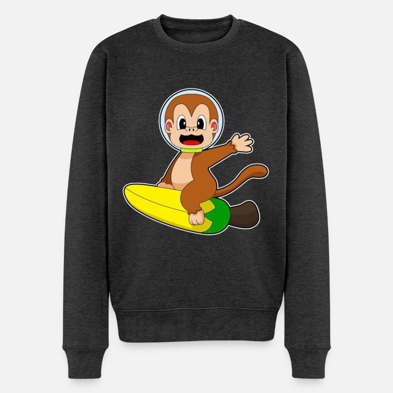 Affe Banane  - Männer Premium Bio Pullover - Anthrazit meliert
