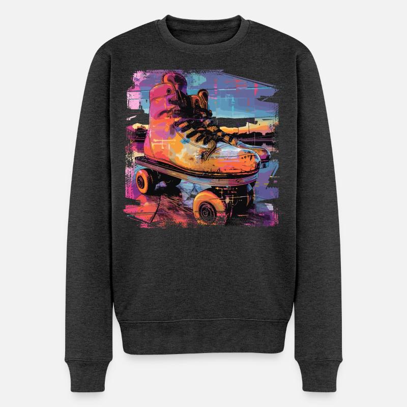 Rollerskates Illustration - Männer Premium Bio Pullover - Anthrazit meliert