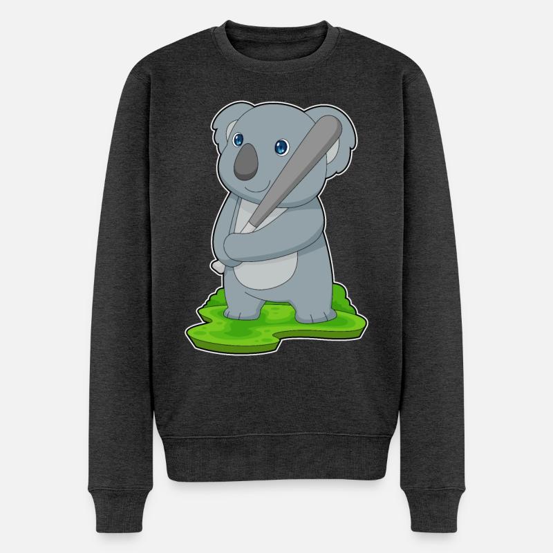 Koala Baseball Batte de Baseball - Pull Premium bio Homme - anthracite chiné