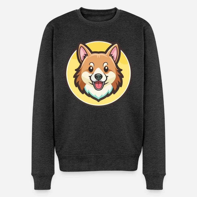 Isländischer Schäferhund Hunderasse Karikatur Kawaii - Männer Premium Bio Pullover - Anthrazit meliert