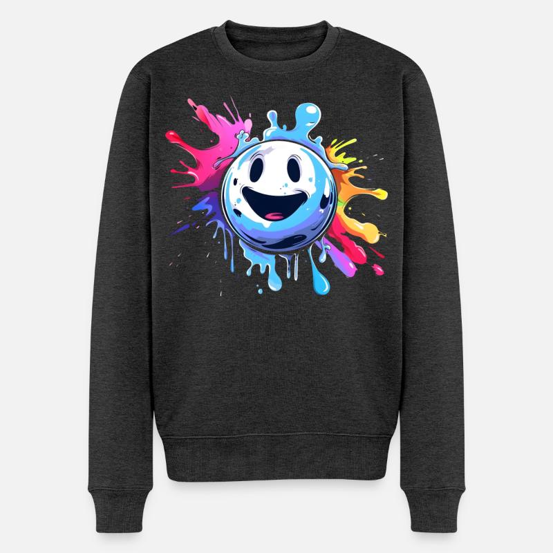 Cartoon Bowlingkugel - Männer Premium Bio Pullover - Anthrazit meliert