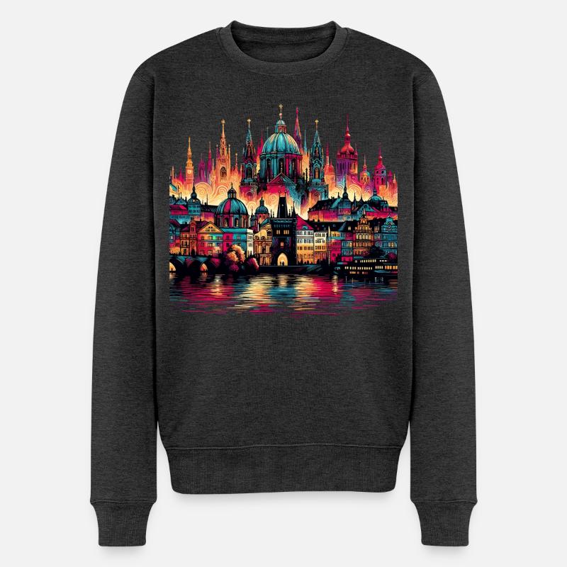 Prag Hauptstadt Tschechien Geschenk - Männer Premium Bio Pullover - Anthrazit meliert