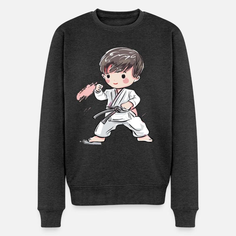 Karaté Garçon Style Bande Dessinée - Pull Premium bio Homme - anthracite chiné