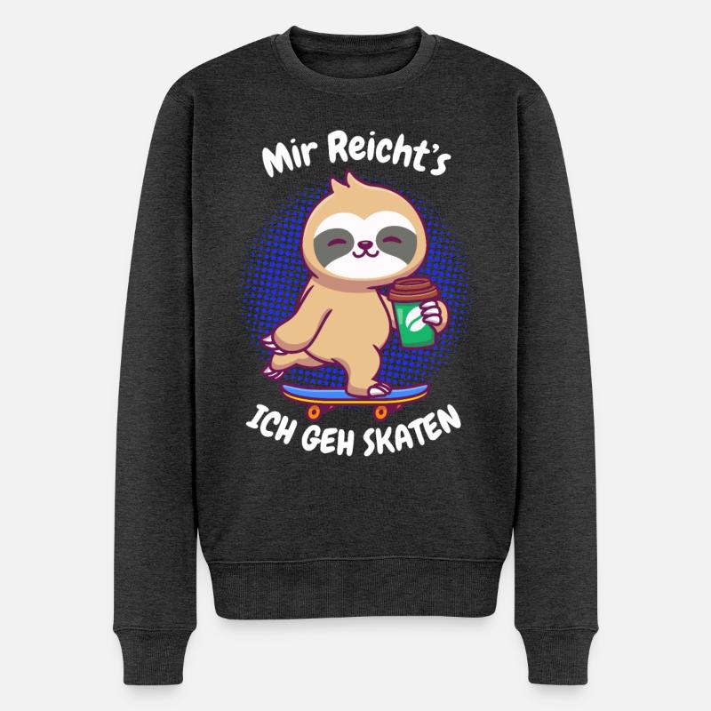 Kaffee Sloth Skateboard - Männer Premium Bio Pullover - Anthrazit meliert