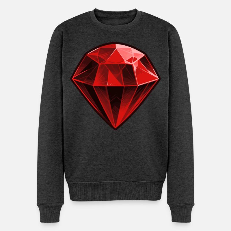 kostbarer Roter Rubin Edelstein - Männer Premium Bio Pullover - Anthrazit meliert